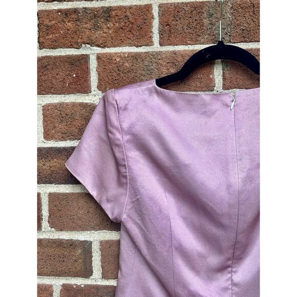 Vintage 1980s Bill Levkoff Purple Satin Dress Top Rhinestone Belt AS IS - Picture 12 of 12